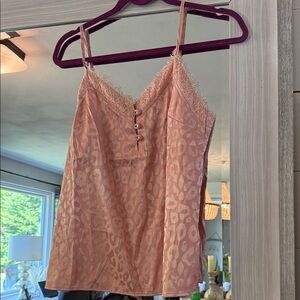 Elegant Lace Trim Cami Top - Pink